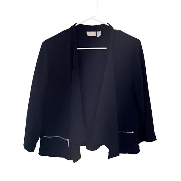 Chico's black blazer business casual plus size comfortable zipper pockets - Picture 1 of 7